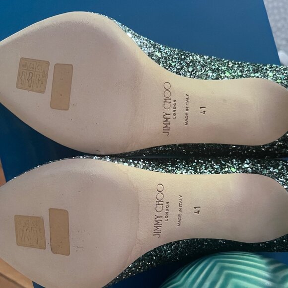 Jimmy Choo size 41 SILVER GREEN OMBRE Glitter Pumps - Picture 5 of 8